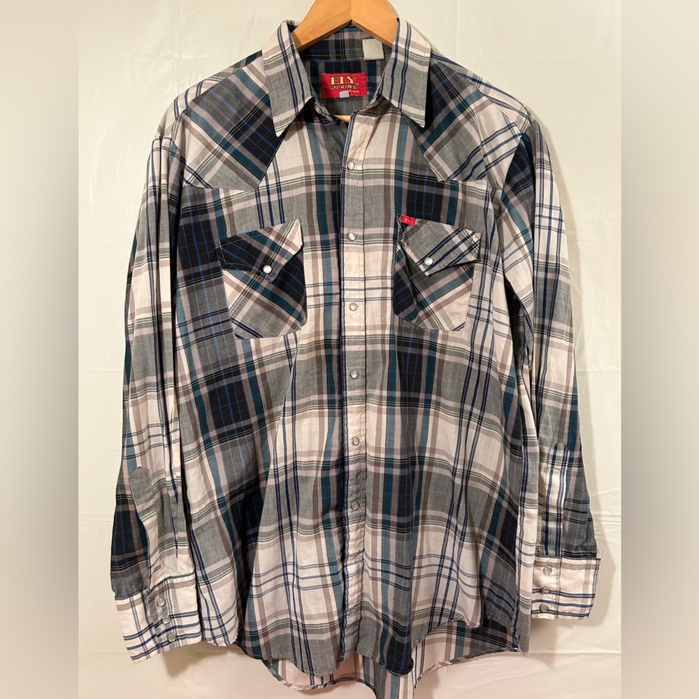 Ely Plains Vintage Plaid Western Pearl Snap Shirt Size 17 34/35